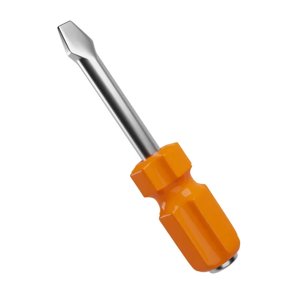 Flathead Screwdriver Orange Handle Rendered Illustration Simple Tool Used Driving — Stock Photo, Image