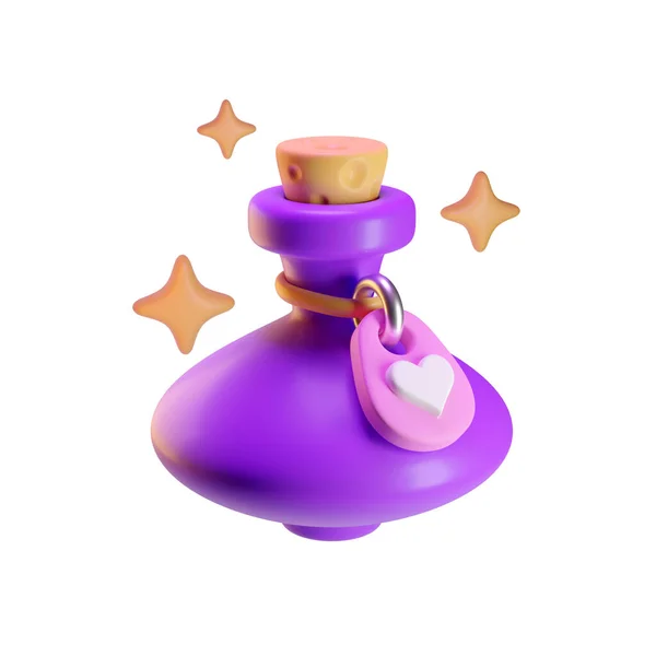 Purple Potion Bottle Rendered Illustration Magical Item Love Romance — Stock Photo, Image