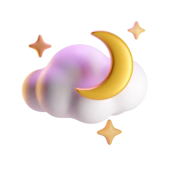 Nube Luna Ilustración Digital Una Escena Serena Soñadora Del Cielo — Foto de Stock