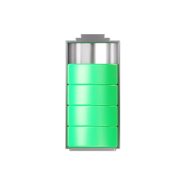 Batteri Ikon Full Kapacitet Energibelastning Effekt Laddningsnivå Litiumcell Återge Illustration — Stockfoto