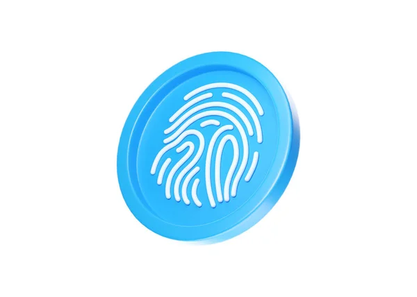 Icône Rendu Empreinte Digitale Identification Tactile Illustration Sécurité Symbole Bleu — Photo