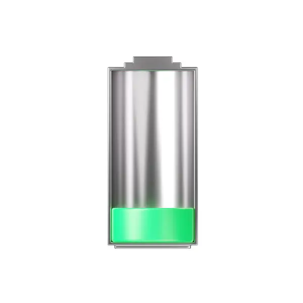 Batteri Ikon Låg Kapacitet Energilagring Strömförsörjningsindikator Metall Litium Element Render — Stockfoto