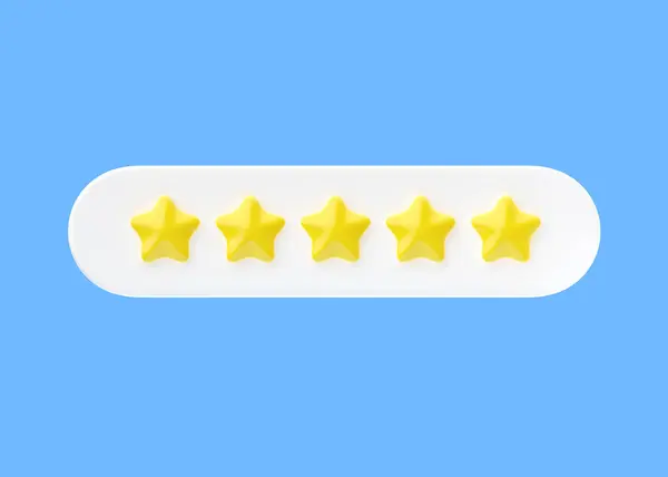 Recenzja Renderowania Ikona Pięć Złotej Gwiazdy Klienta Najlepsza Ocena Jakości — Zdjęcie stockowe
