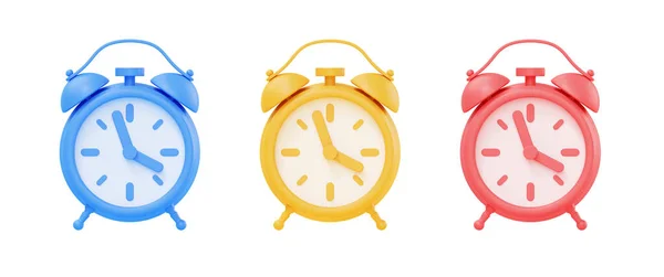 Clock Render Icon Set Simple Alarm Timer Concept Red Retro — Stock Photo, Image