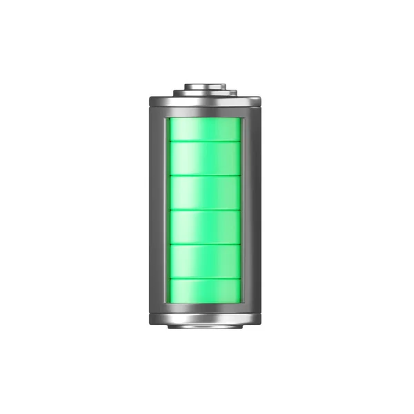 Batteri Ikon Full Kapacitet Lagring Energiglas Strömförsörjningsindikator Litiumelement Återge Illustration — Stockfoto