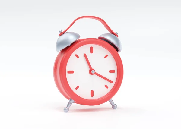 Clock Render Icon Simple Alarm Timer Concept Red Retro Style — Stock Photo, Image