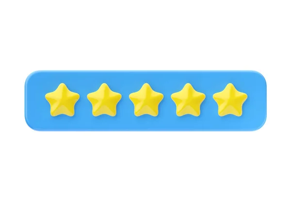 Review Render Icon Five Gold Star Customer Best Quality Review — Stock Photo, Image