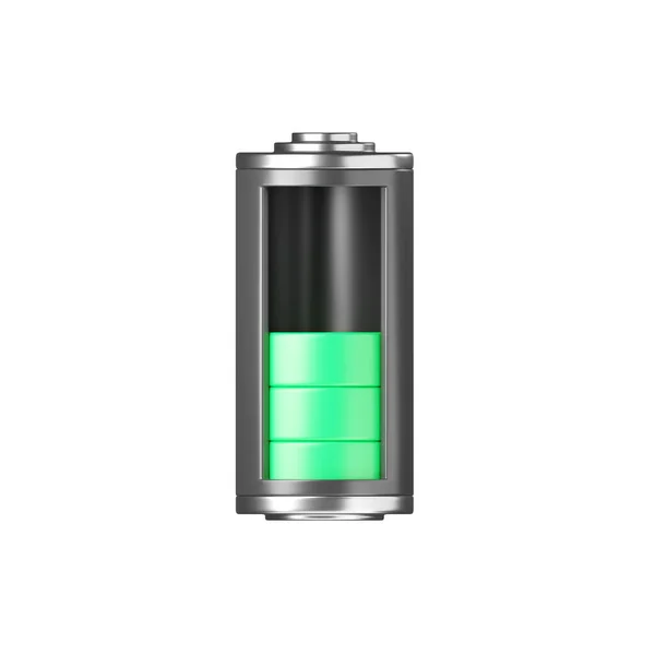 Ikona Baterii Średnia Pojemność Magazynowanie Energii Szkła Wskaźnik Ładowania Renderowanie — Zdjęcie stockowe
