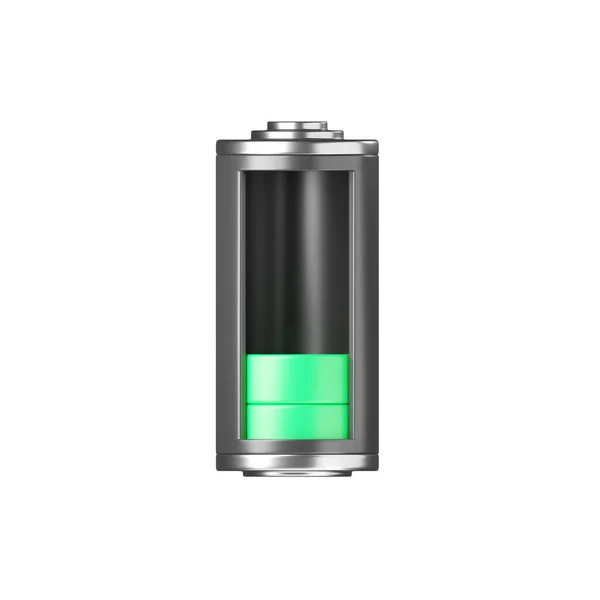 Batterij Pictogram Middelhoog Niveau Capaciteit Energie Glas Opslag Power Charge — Stockfoto