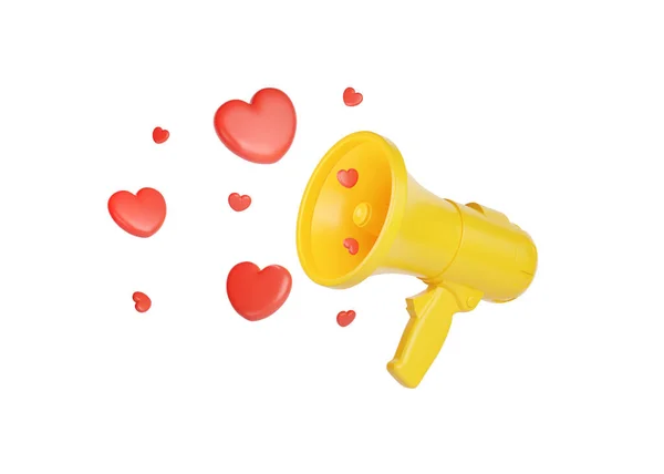 Valentine Renderować Ikonę Miłości Głośnik Megafon Obiektów Miłości Szczęśliwa Ilustracja — Zdjęcie stockowe