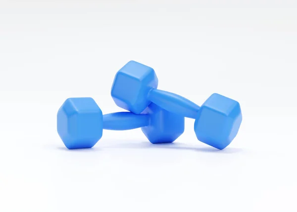 Dumbbell Weergave Icoon Blauw Fitnesstoestel Realistische Fitnesshalter Pasvorm Execise Accessoires — Stockfoto