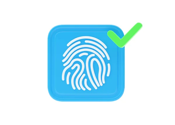 Icône Rendu Empreinte Digitale Identification Tactile Illustration Sécurité Symbole Bleu — Photo