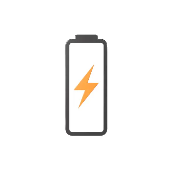 电池3D渲染梯度图标 低容量 能量锂存储 手机应用和白色背景隔离计算机的雷电计数器 — 图库照片