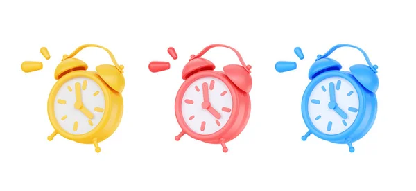 Clock Render Icon Set Einfaches Wecker Timer Konzept Fliegender Wecker — Stockfoto