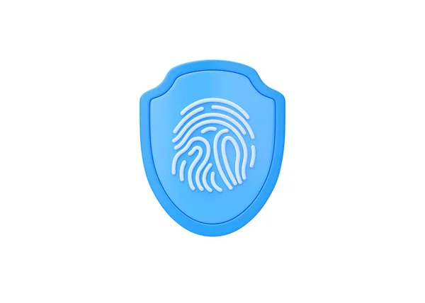 Ikona Tarczy Ilustracja Odcisków Palców Ochrona Cybernetyczna Element Bezpieczeństwa Niebieski — Zdjęcie stockowe