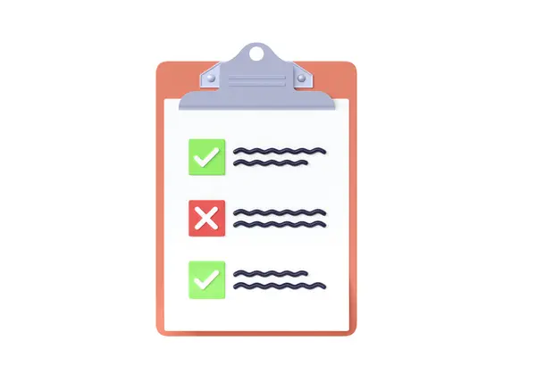 Checkliste Renderer Papierliste Mit Fragebogen Test Clipboard Und Umfrage Checkformular — Stockfoto