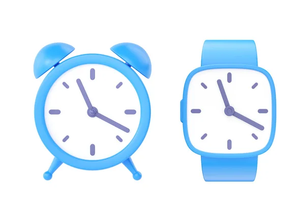 Zegar Renderowania Ikona Zestaw Prosta Koncepcja Zegara Alarmowego Czerwony Retro — Zdjęcie stockowe