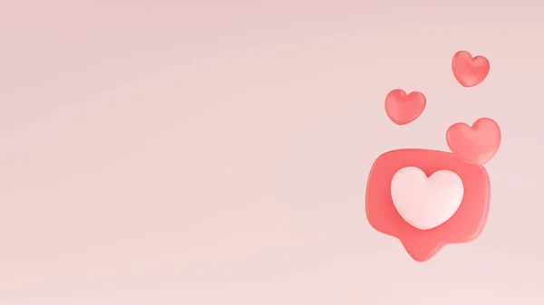 Social Media Love Heart Bubble Render Mensagem Coração Vermelho Para — Fotografia de Stock