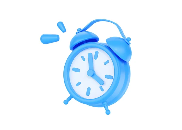 Значок Рендеринга Часов Простой Будильник Синий Ретро Стиль Летающих Будильников — стоковое фото