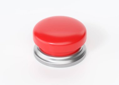 Alarm düğmesi 3d render simgesi - basit çemberi anahtar işareti ile başlat, kapat metal ögesini yuvarla. Krom kontrol küresi beyaz arkaplanda izole edildi