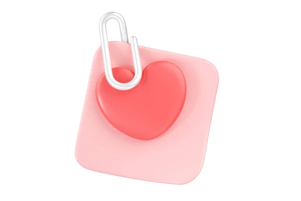 Yapıştırmalı 3D kağıt aşk kalbi - sosyal medya balonu ve ig blog için kırmızı sevgililer günü simgesi. Çevrimiçi mağaza veya beyaz arkaplanda izole edilmiş site için uçan balon kavramı gibi kırmızı
