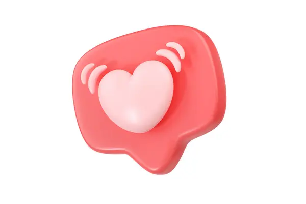Social Media Love Heart Bubble Render Mensagem Vermelha Como Para — Fotografia de Stock