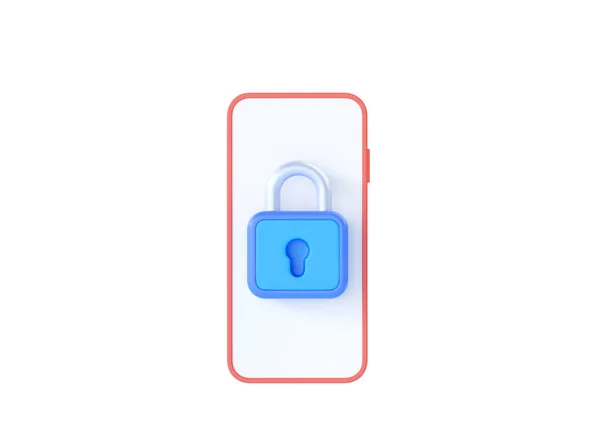Mobile Security Render Illustration Telepon Dengan Ikon Kunci Smartphone Dan — Stok Foto
