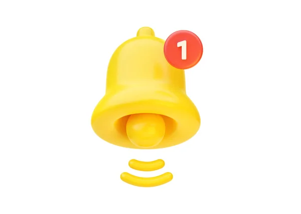 Bell Icon Render Mail Gele Illustratie Alarm Element Nieuwe Aandacht — Stockfoto
