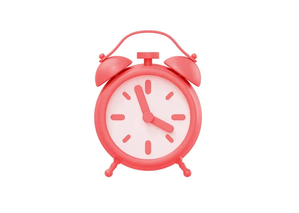 Clock Render Icon Simple Alarm Timer Concept Red Retro Style — Stock Photo, Image