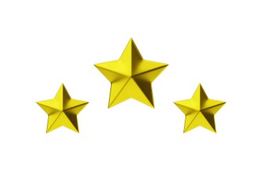 Üç boyutlu render yıldız simgesi - hızlı inceleme elemanı, kazanan illüstrasyon ve en iyi ödül karikatürü premium nesnesi. Kaliteli geri bildirim servisi, beyaz arkaplanda izole edilmiş altın ui biçimi kazan