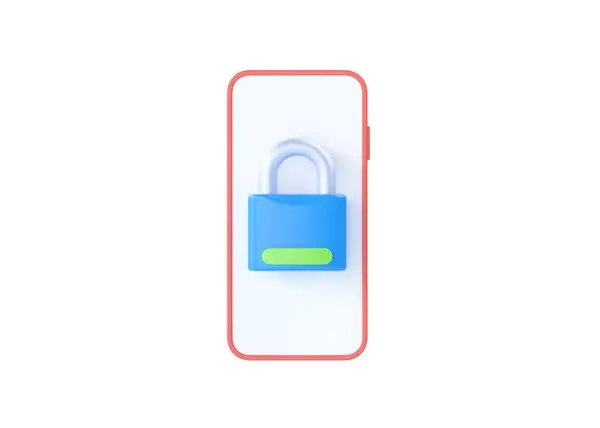Mobile Security Render Illustration Telefon Mit Schloss Symbol Smartphone Und — Stockfoto