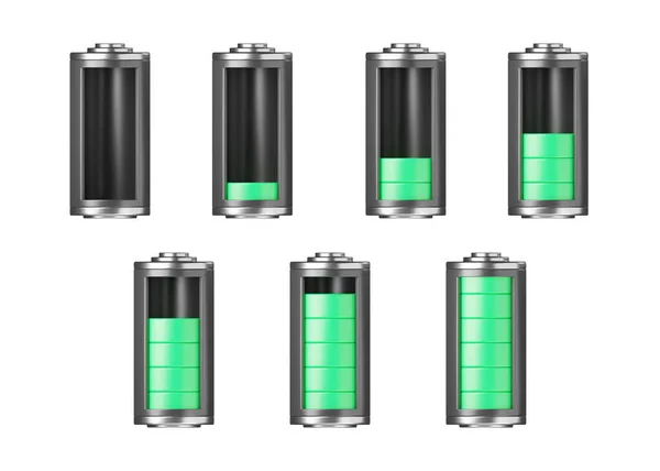 Batteri Ikon Elektrisk Full Låg Och Tom Kapacitet Energilagring Effekt — Stockfoto