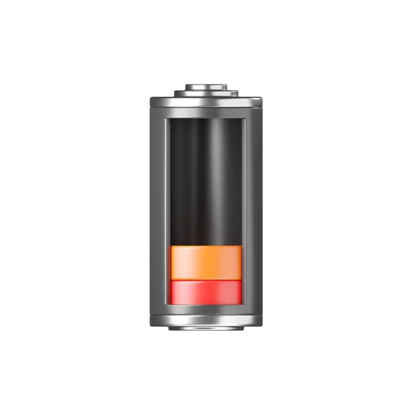 Batteri Ikon Låg Kapacitet Lagring Energiglas Strömförsörjningsskylt Litiumelement Återger Illustration — Stockfoto