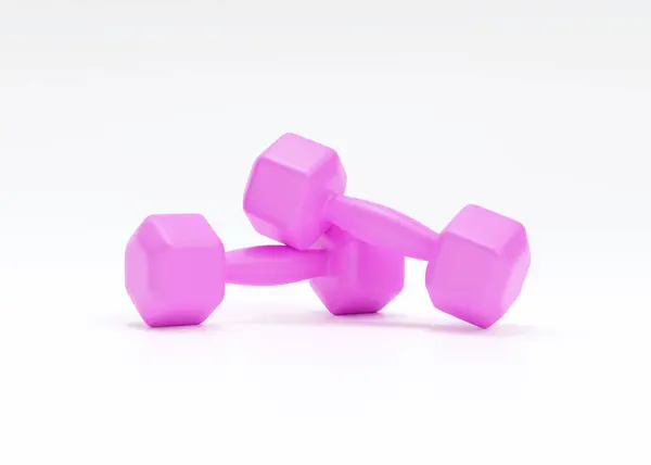 Dumbbell Render Icon Pink Fitness Berendezések Reális Tornaterem Harang Illeszkedő — Stock Fotó