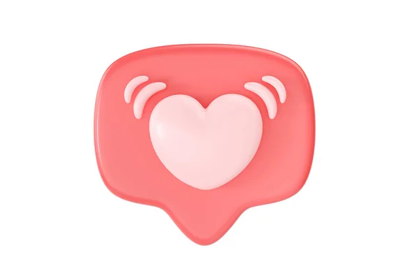 Redes Sociais Amor Coração Bolha Renderizar Ícone Mensagem Coração Vermelho — Fotografia de Stock