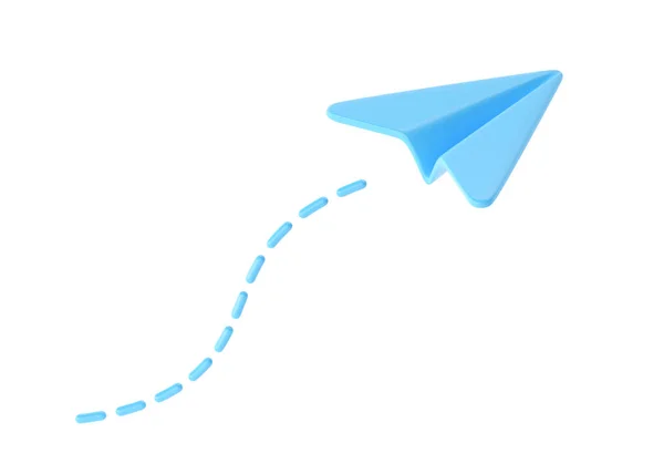 Renderizar Icono Plano Papel Azul Avión Viaje Volar Ilustración Símbolo —  Fotos de Stock