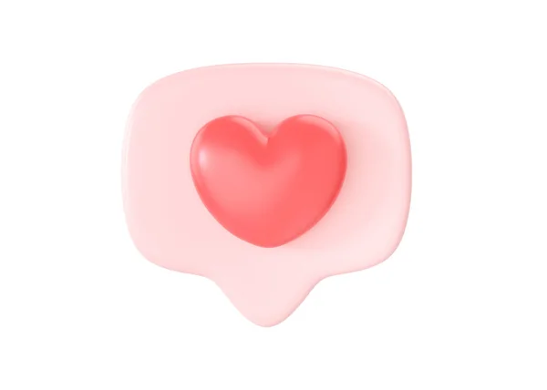 Social Media Love Heart Icon Render Bańka Wiadomości Dla Czatu — Zdjęcie stockowe