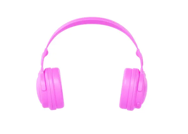 耳机3D渲染图标 粉红色的音乐小玩意 Dj耳机和现实的音响设备 无线音频配件概念 白色背景数字演播室便携式智能耳机 — 图库照片