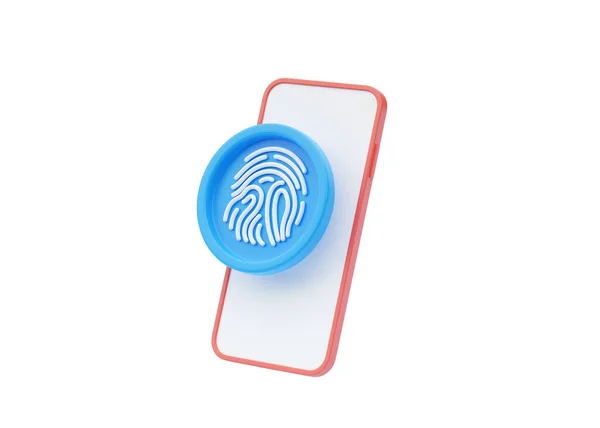 Impressão Digital Com Ilustração Renderização Smartphone Identificação Toque Móvel Segurança — Fotografia de Stock