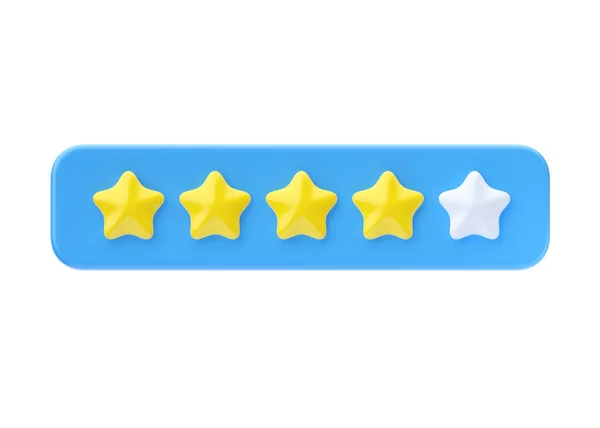 Bewertung Render Icon Vier Goldene Sterne Kundenzufriedenheit Qualität Review Rate — Stockfoto