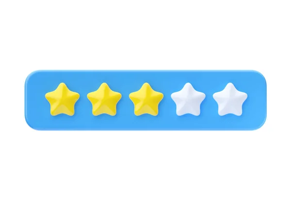 Review Render Icon Gold Star Customer Satisfaction Quality Review Rate — Stock Photo, Image