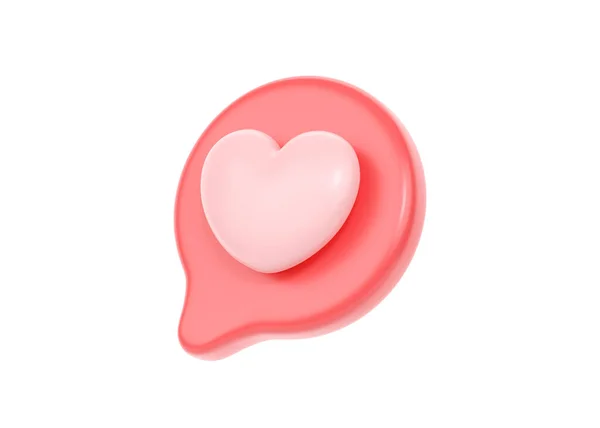 Social Media Love Heart Icon Render Mensaje Burbuja Roja Para —  Fotos de Stock