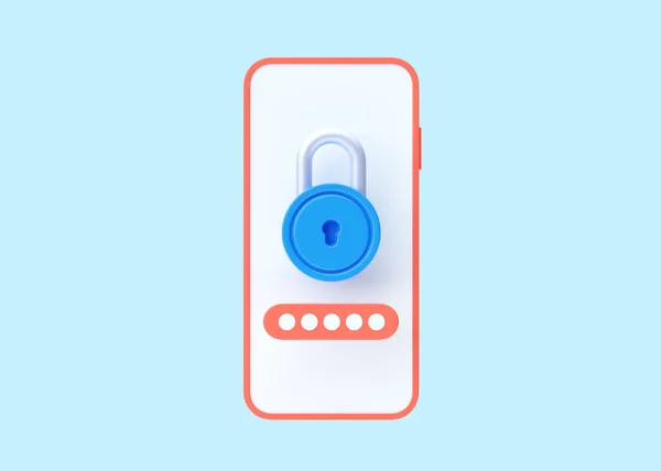 Mobile Security Render Illustration Phone Lock Icon Smartphone Defence Cellphone — Stock Photo, Image