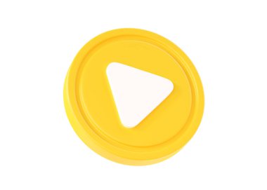 3d çalma düğmesi uçan ikonu - video ya da müzik çemberi ile ok, televizyon ve kamera için yuvarlak ses işareti. Sembolü başlat, çalma ögesine ve beyaz arkaplanda izole edilmiş çokluortam biçimine bas