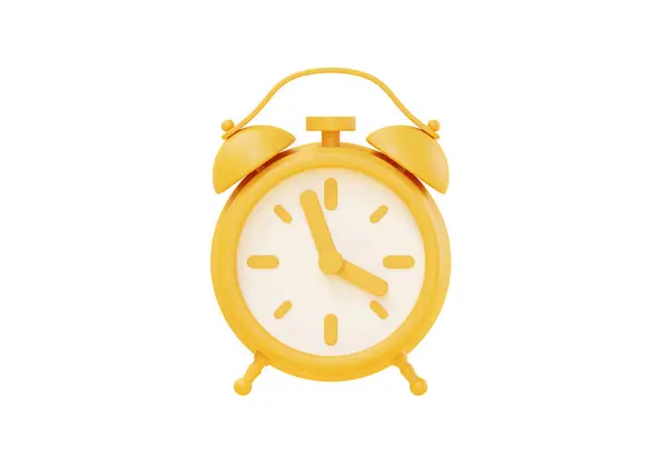 Clock Render Icon Simple Alarm Timer Concept Yellow Retro Style — Stock Photo, Image