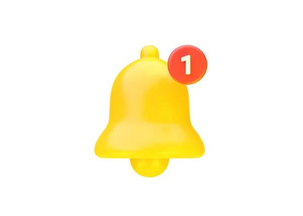 Bell Ikona Renderowania Mail Żółta Ilustracja Element Alarmu Nowa Koncepcja — Zdjęcie stockowe