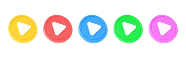 Play Button Render Icon Set Video Music Circle Arrow Sound — Stock Photo, Image