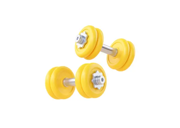 Dumbbell Weergave Icoon Geel Fitnesstoestel Eenvoudige Fitnesshalter Pasvorm Execise Accessoires — Stockfoto