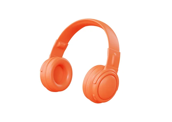 Icône Rendu Casque Gadget Sonore Orange Écouteur Dispositif Musique Volante — Photo