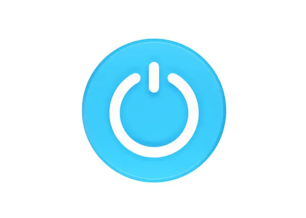 Ícone Renderização Botão Energia Iniciar Círculo Azul Com Sinal Interruptor — Fotografia de Stock